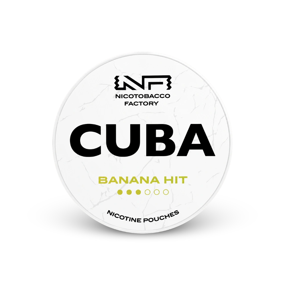 CUBA White Banana Hit – lata de bolsas de nicotina
