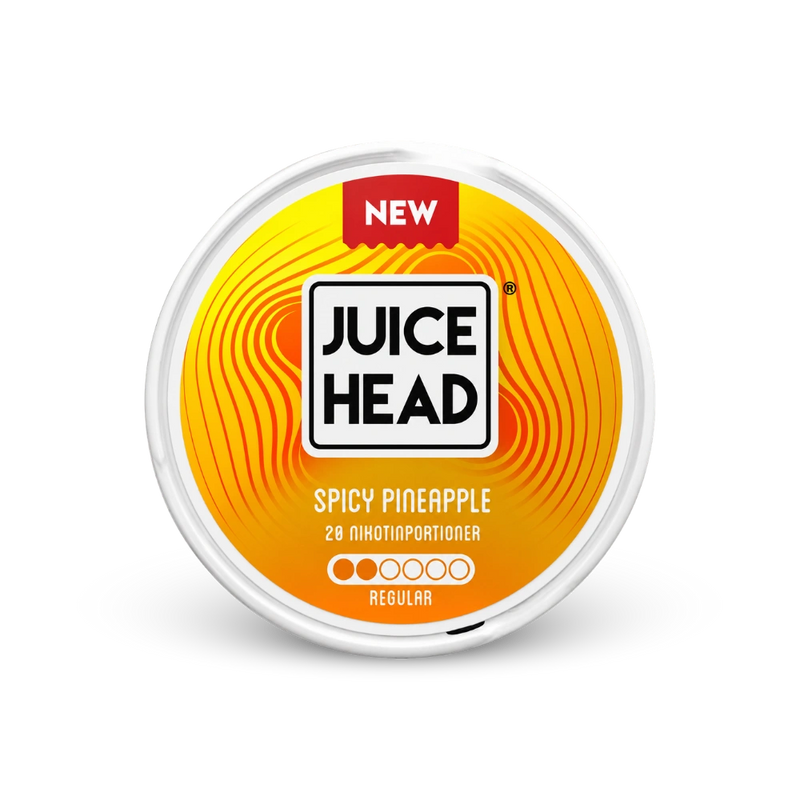 Juice Head Spicy Pineapple Regular – lata de bolsitas de nicotina