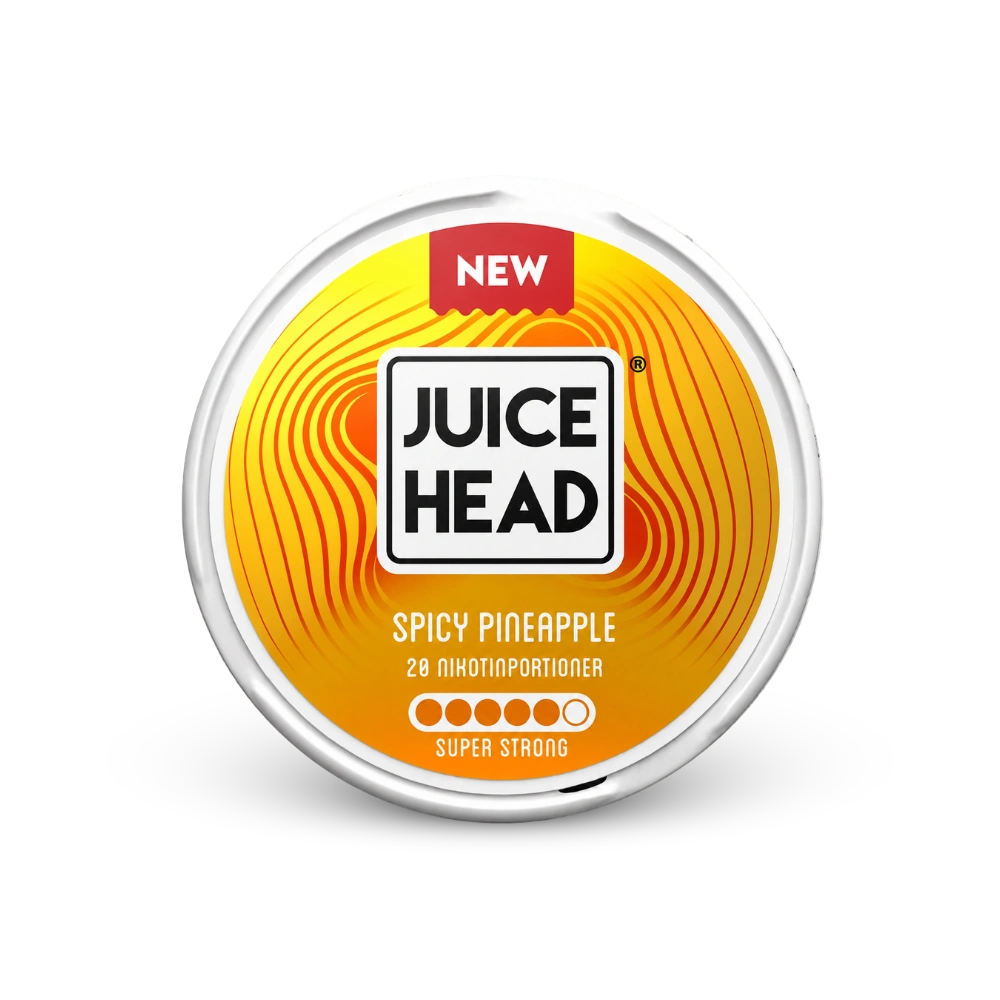 Juice Head Spicy Pineapple Super Strong – lata de bolsas de nicotina