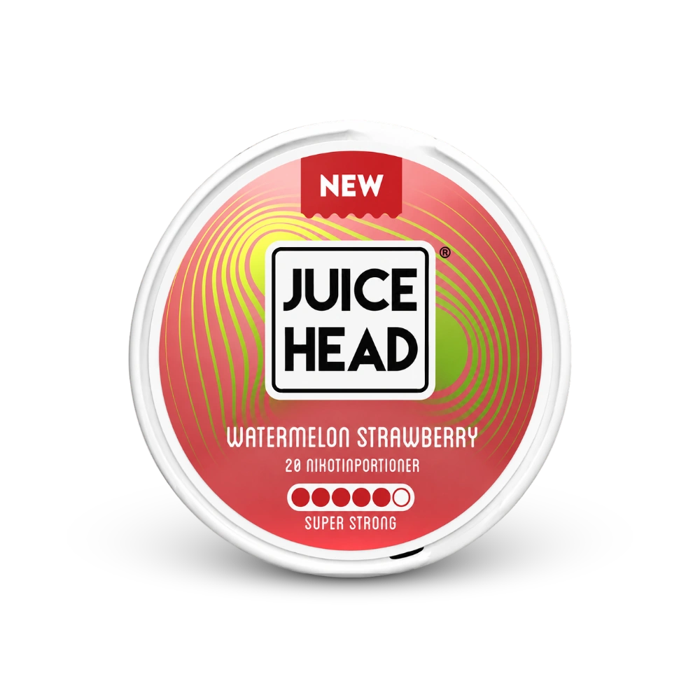 Juice Head Sandía Fresa Super Strong – lata de bolsitas de nicotina