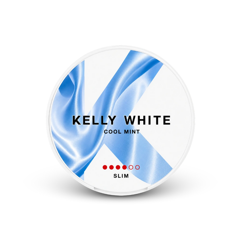 Kelly White Cool Mint Slim Strong – lata de bolsitas de nicotina