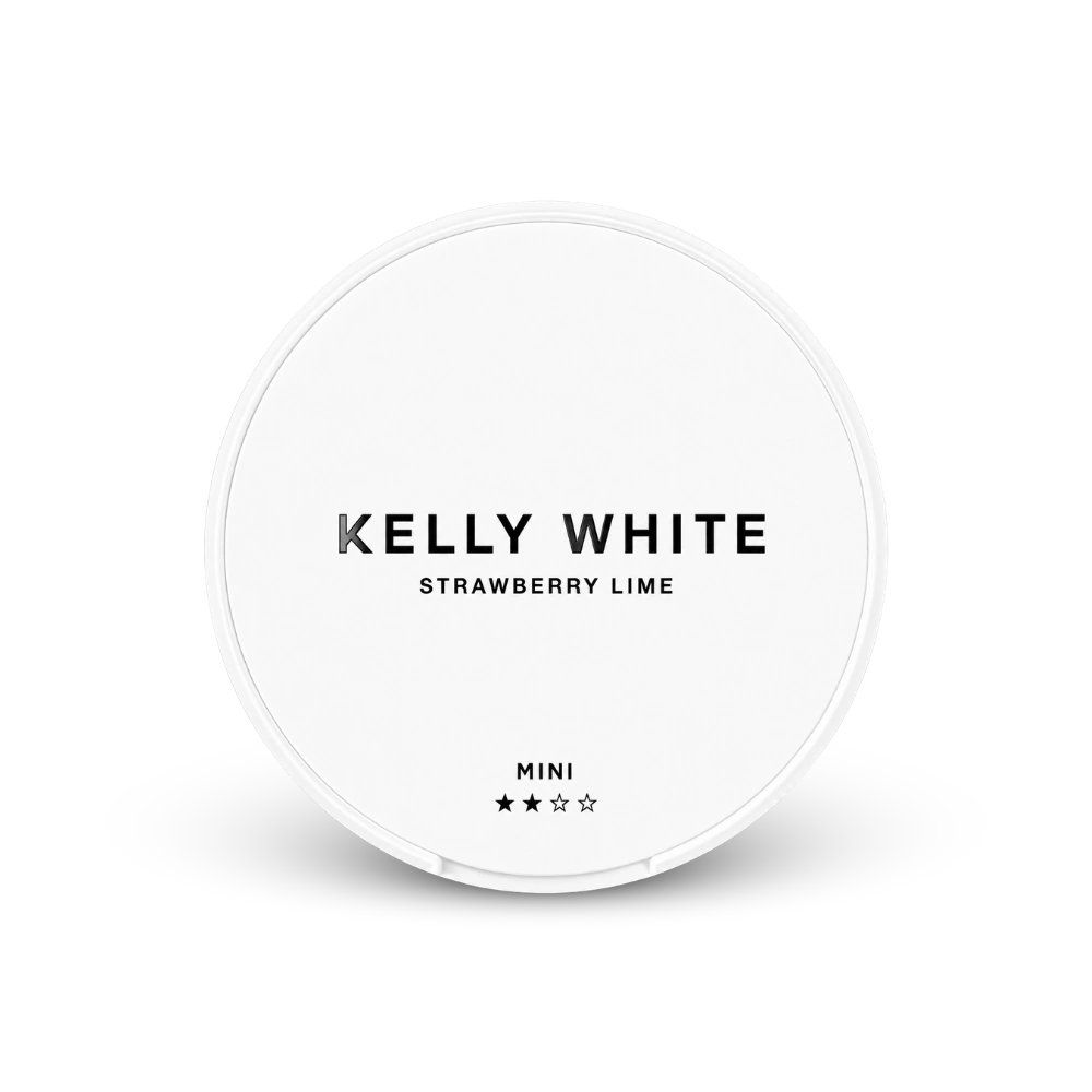 Kelly White Mini Strawberry Lime – lata de bolsas de nicotina