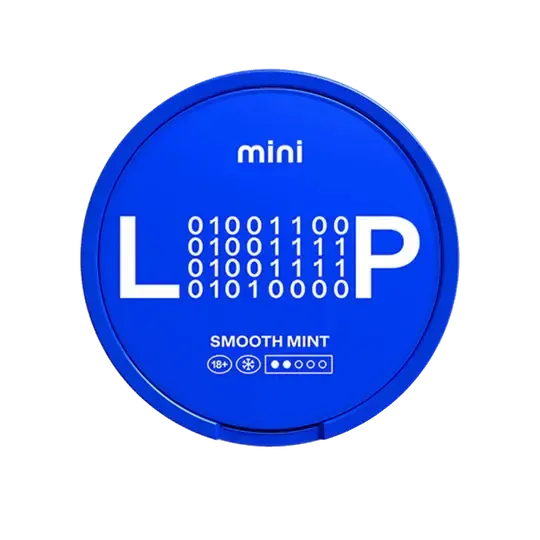 Loop Smooth Mint Mini Nicotine Pouches Dose, embalaje azul, Fuerza Media, sabor a menta