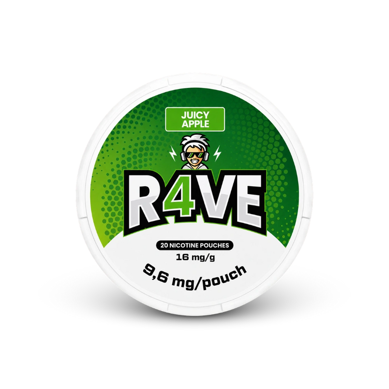 RAVE Juicy Apple 16mg – lata de bolsitas de nicotina