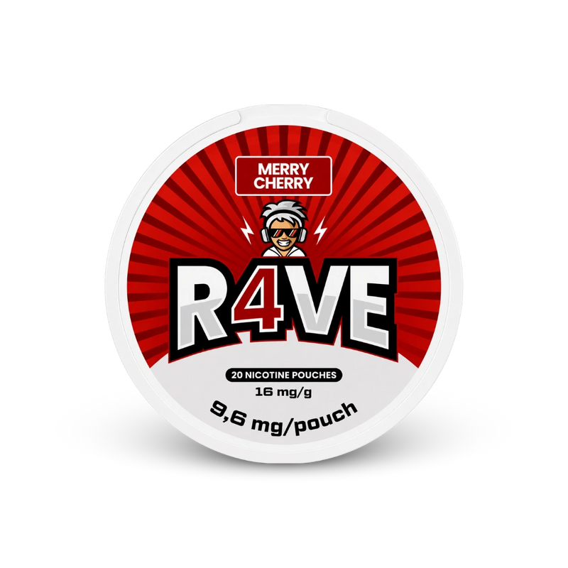 RAVE Merry Cherry 16mg – lata de bolsas de nicotina