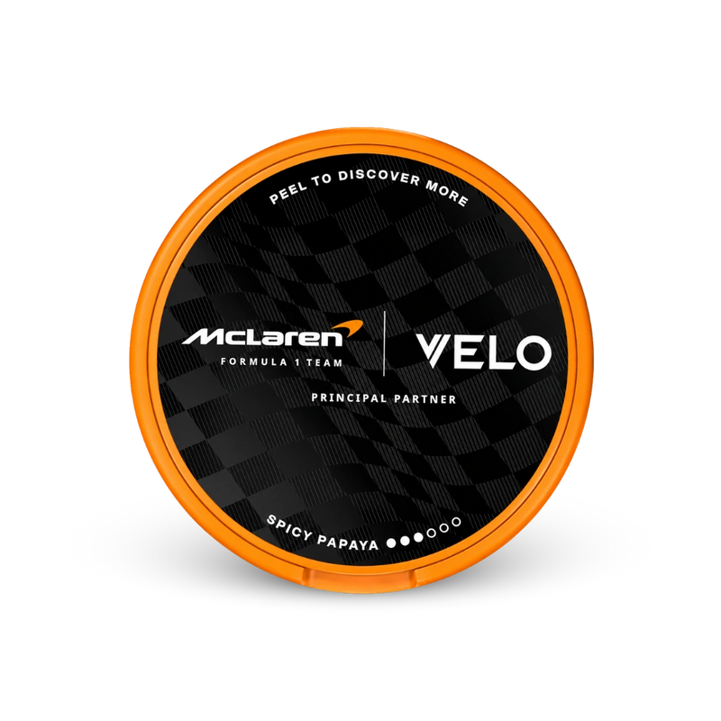 VELO McLaren Spicy Papaya Slim – lata de bolsas de nicotina