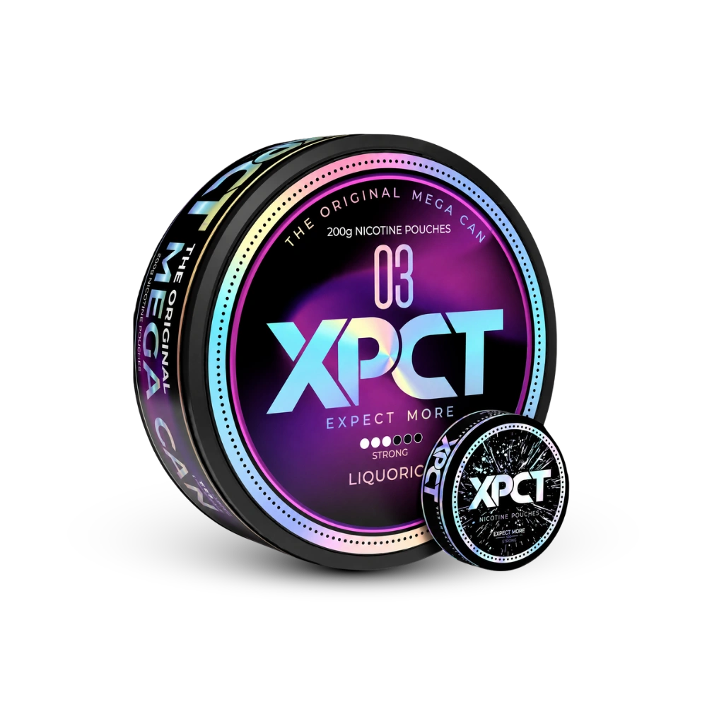 XPCT Black Mega Liquorice – lata de bolsas de nicotina