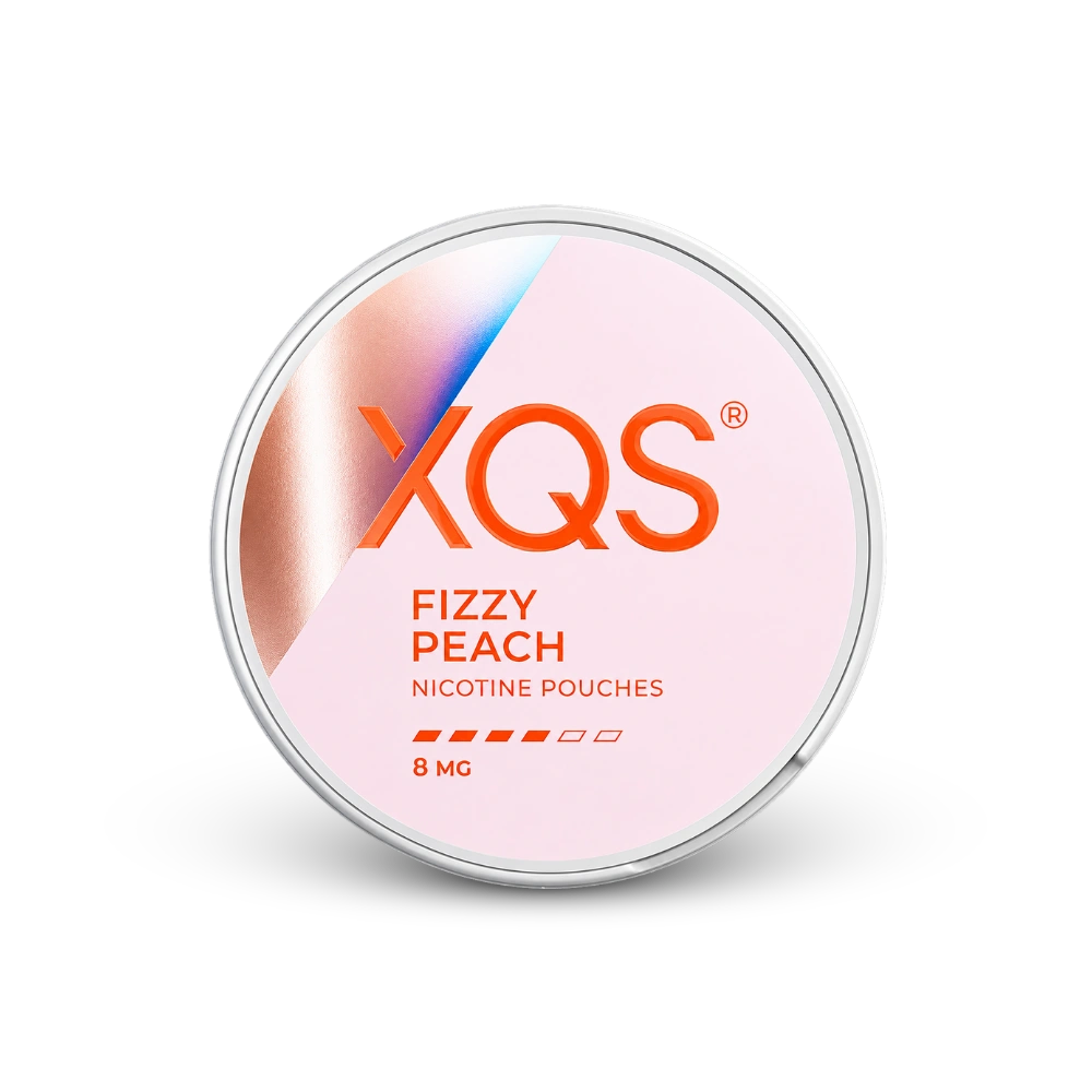 XQS Fizzy Peach Slim Strong – lata de bolsas de nicotina
