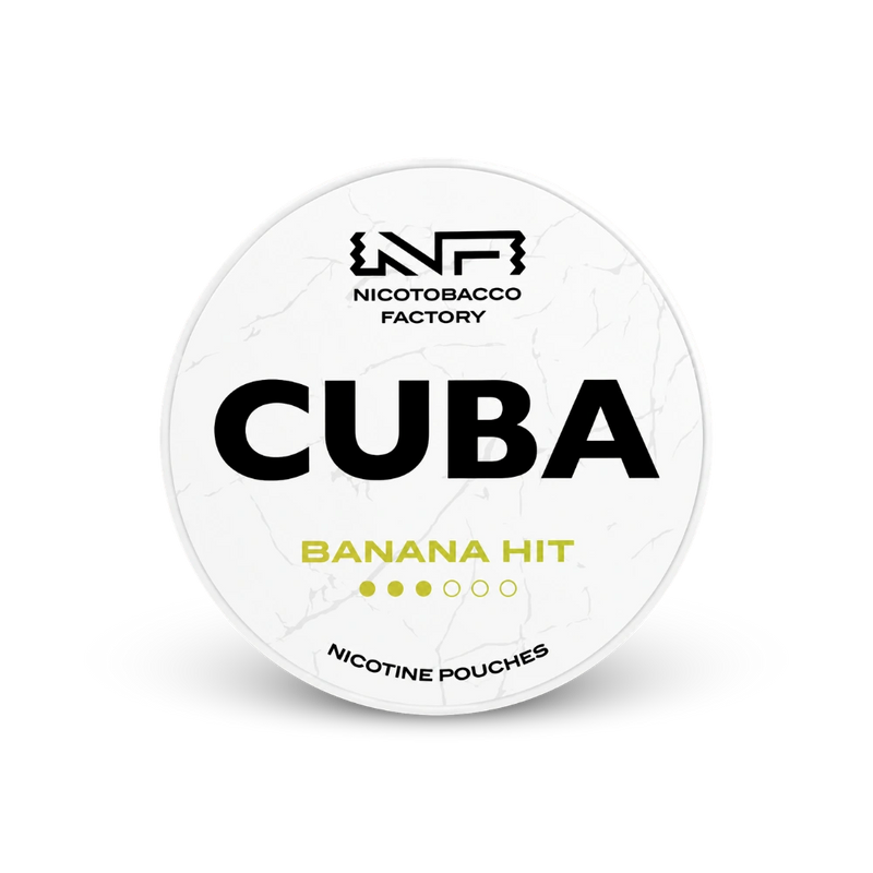 CUBA White Banana Hit – lata de bolsas de nicotina