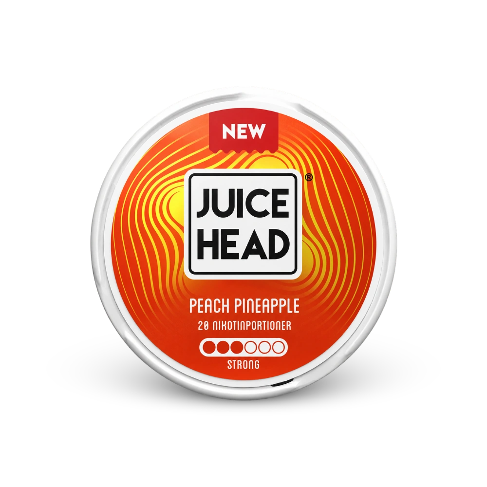Juice Head Peach Pineapple Strong – lata de bolsas de nicotina