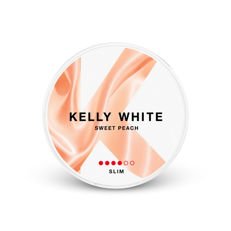 Kelly White Sweet Peach Slim Strong – lata de bolsas de nicotina