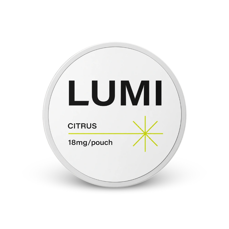 LUMI Citrus 18mg – lata de bolsas de nicotina