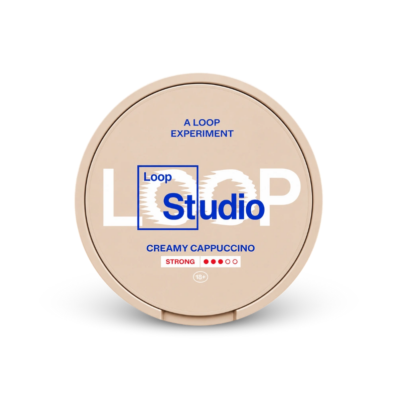 Loop Creamy Cappuccino Strong – lata de bolsas de nicotina