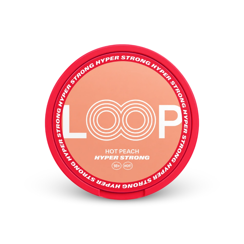 Loop Hot Peach Hyper Strong – lata de bolsas de nicotina