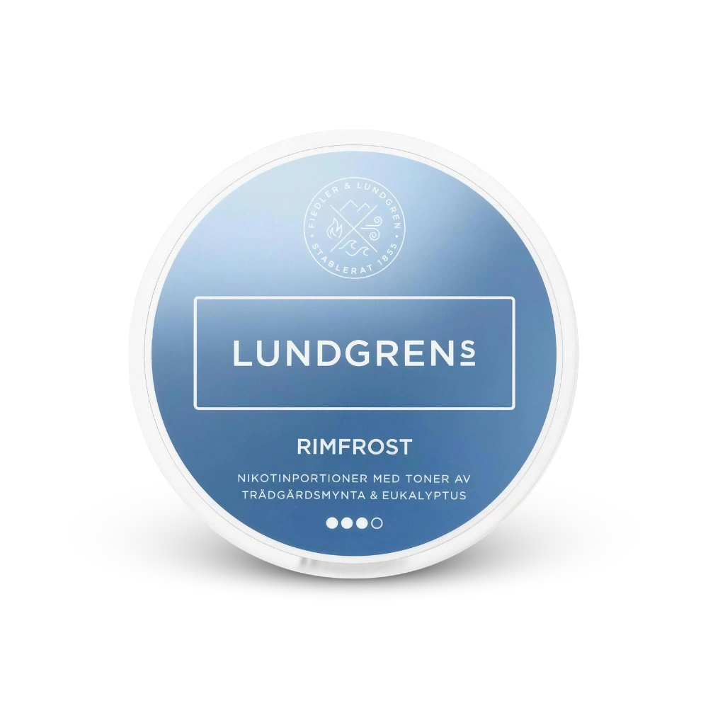 Lundgrens Rimfrost – lata de bolsas de nicotina