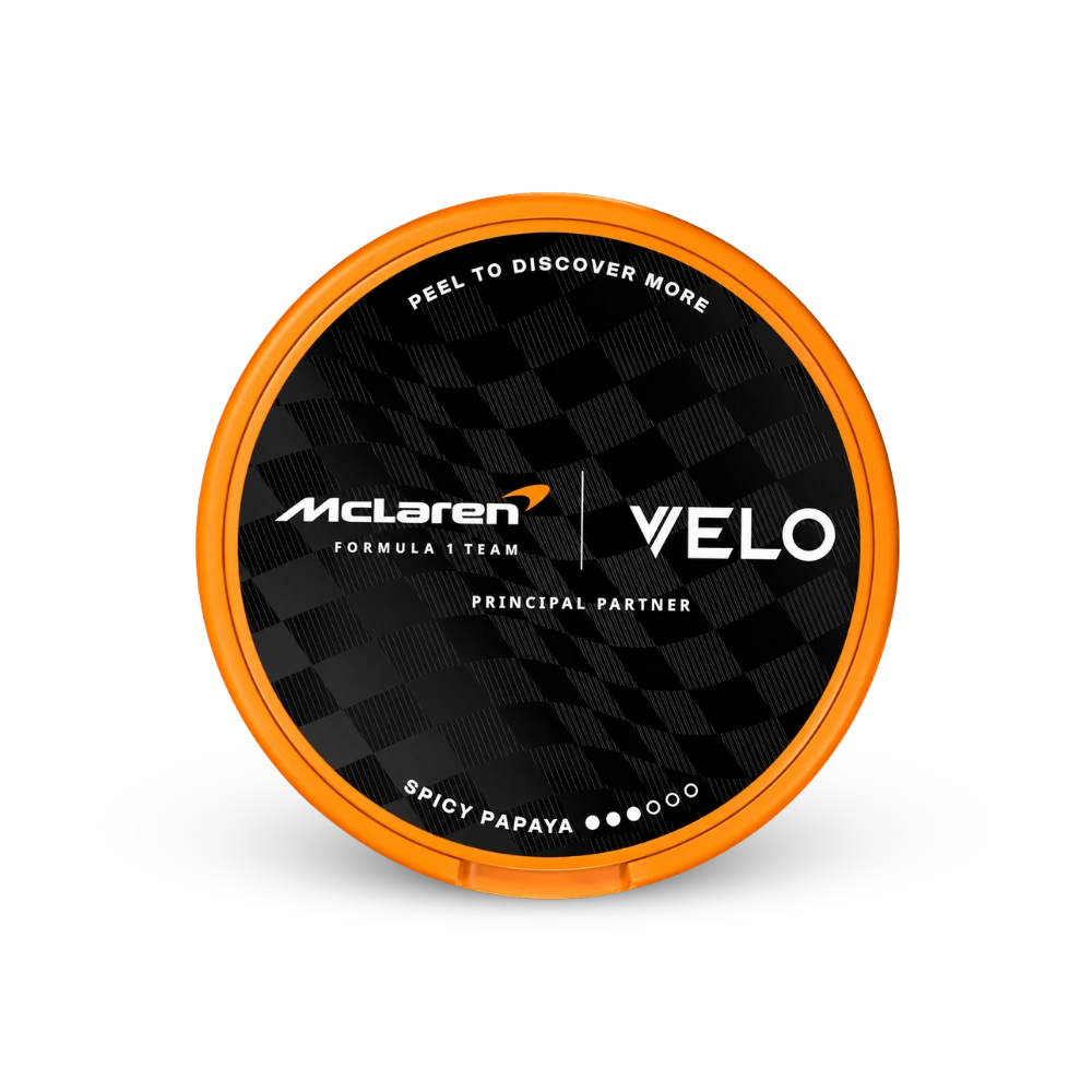 VELO McLaren Spicy Papaya Slim – lata de bolsas de nicotina