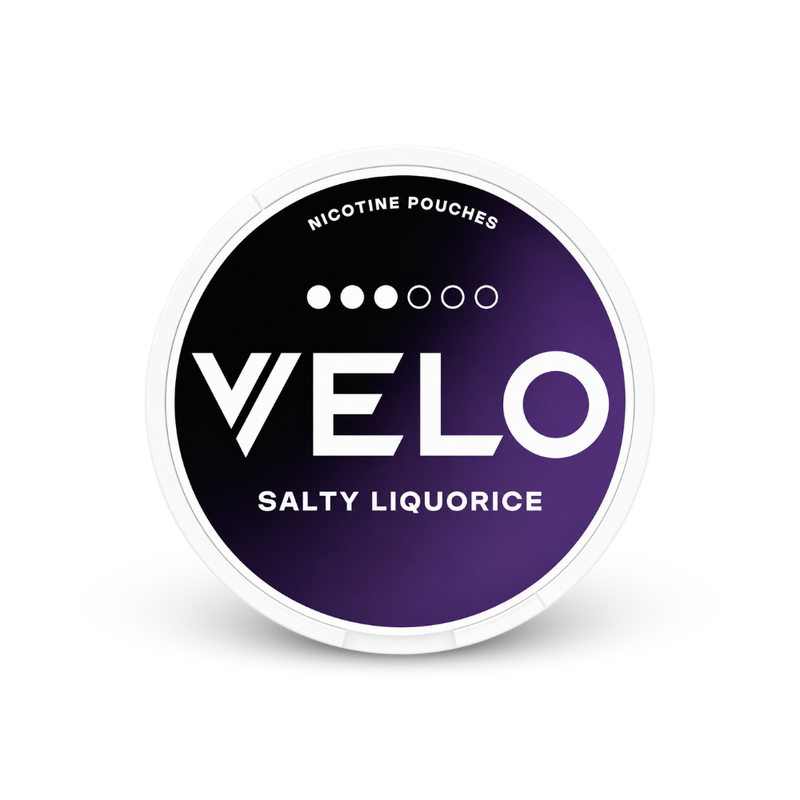 VELO Regaliz Salado – lata de bolsas de nicotina