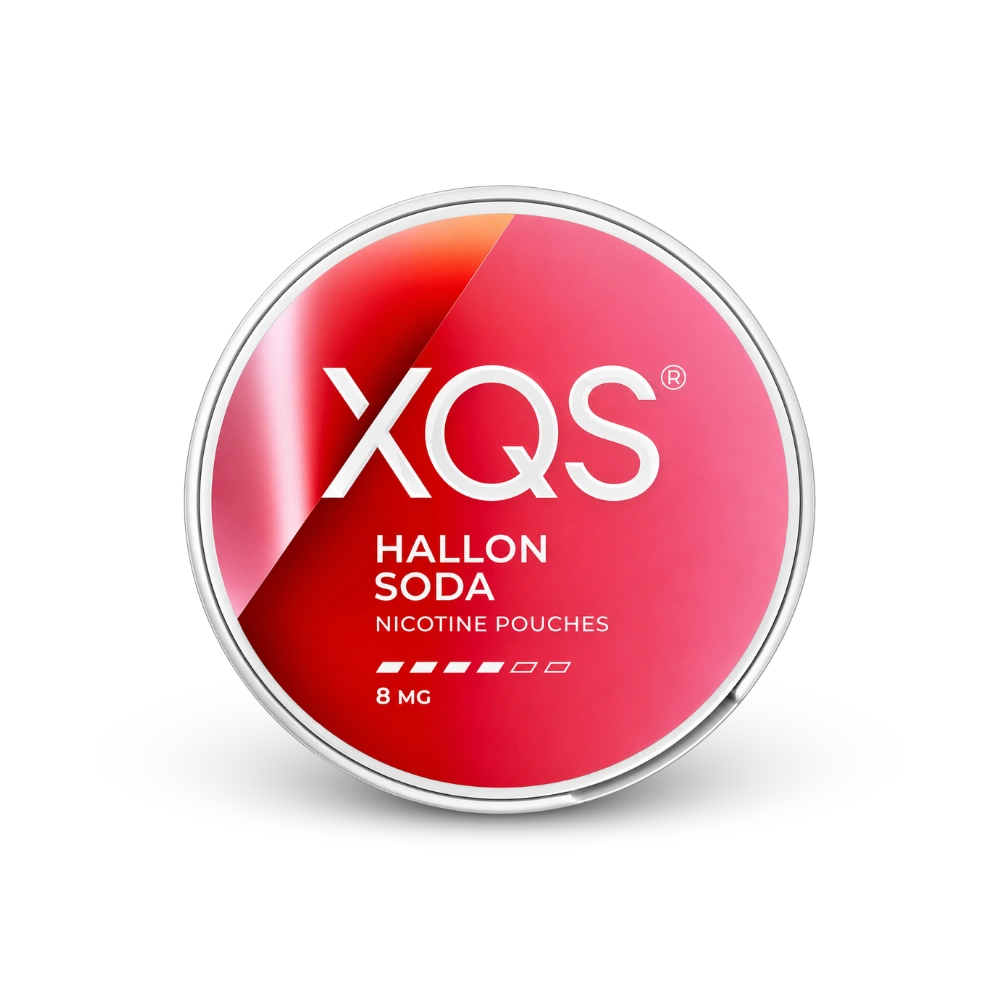 XQS Hallonsoda Strong – lata de bolsas de nicotina