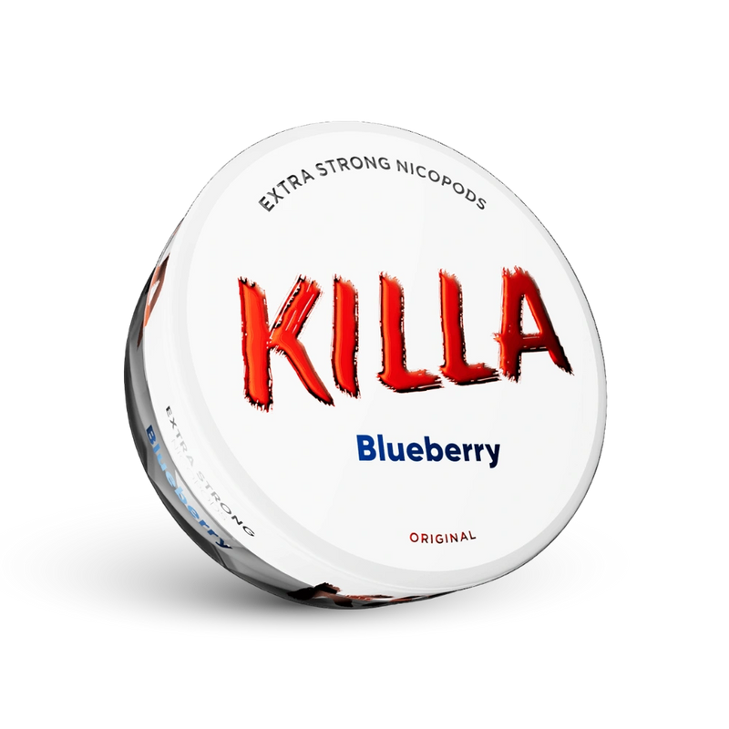 Killa Blueberry Extra Strong Nicotine Pouches, Sabor a Arándanos, Formato Original, 16mg de Contenido de Nicotina